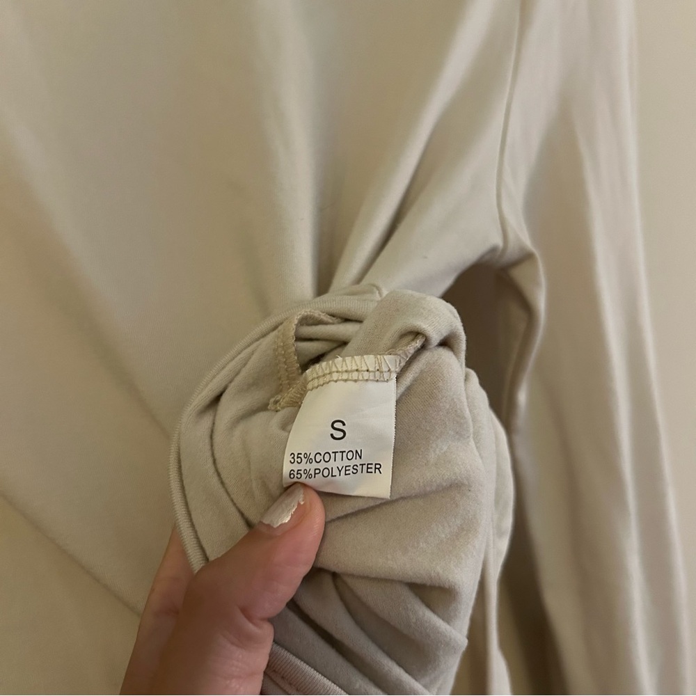 Shein Tops Soft Cream and White Fitted Neutral Stretchy Minimalist Basic Shirts - Picture 6 of 15